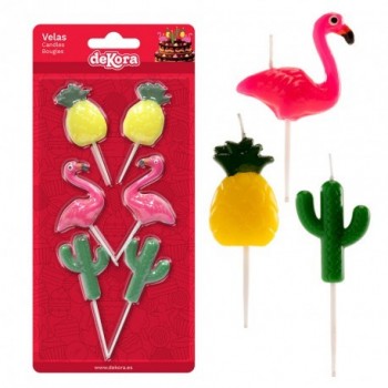 P/6 Velas Piña/Cactus/Flamenco