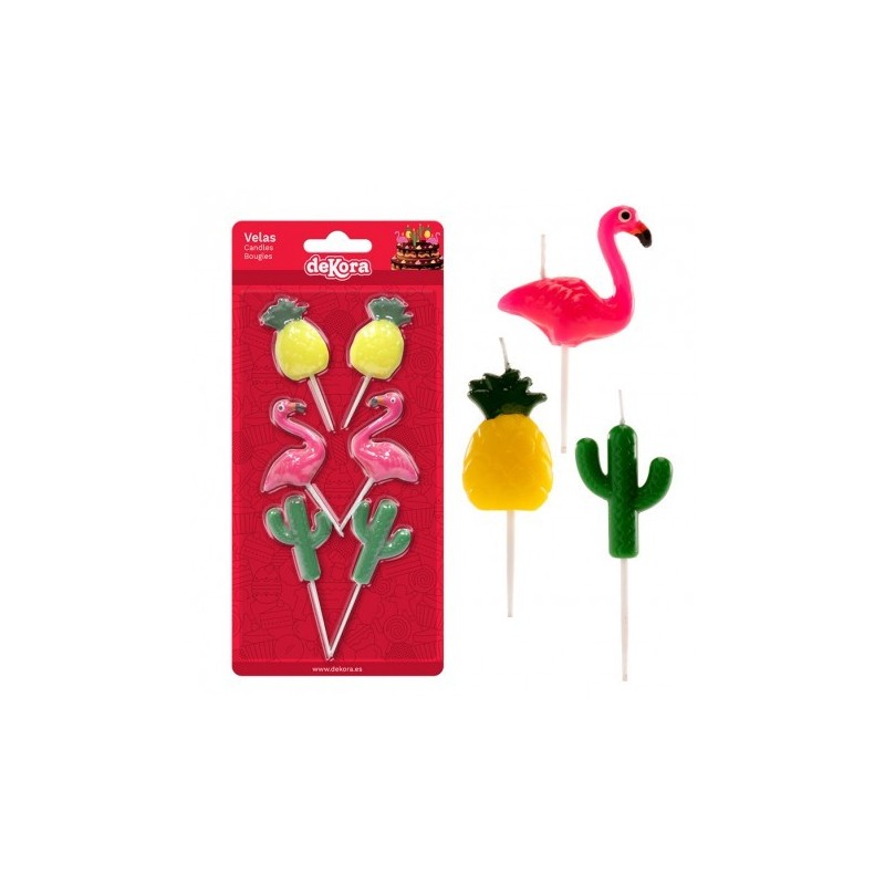 P/6 Velas Piña/Cactus/Flamenco P/6 Velas Piña/Cactus/Flamenco