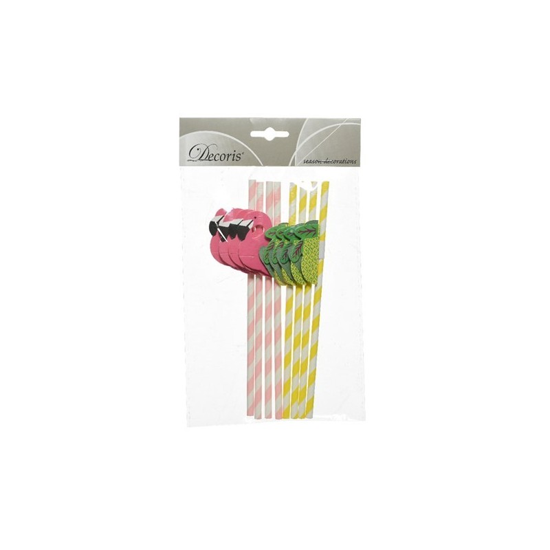 P/8 Cañitas Papel Piña/Flamenc P/8 Cañitas Papel Piña/Flamenc