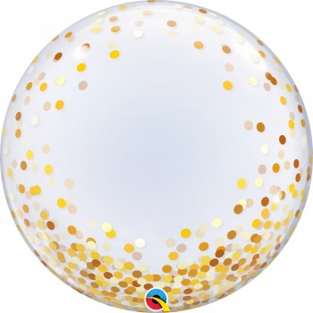 Globo Burbuja Confetti Oro