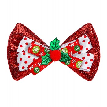 Pajarita Navideña Roja Glitter
