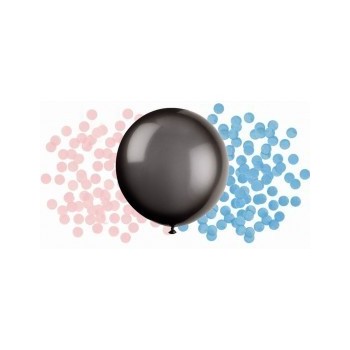 Globo Negro Confetti Azul/Rosa